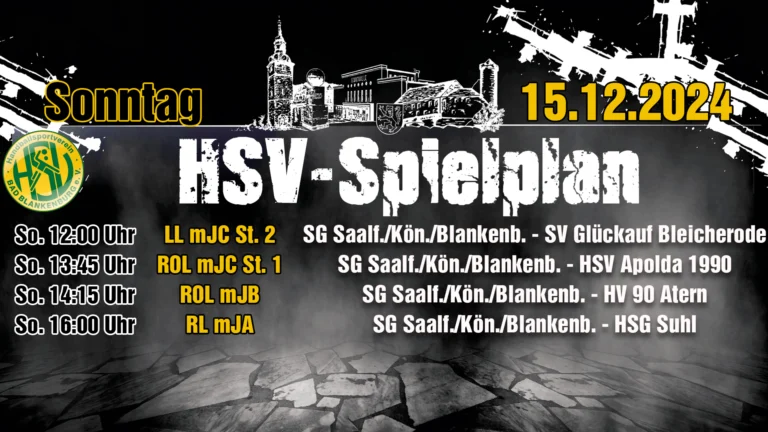 Mehr über den Artikel erfahren Heimspielsonntag in Saalfeld und Bad Blankenburg: Jugendteams der SG Saalfeld/Könitz/Blankenburg schließen das Handballjahr ab