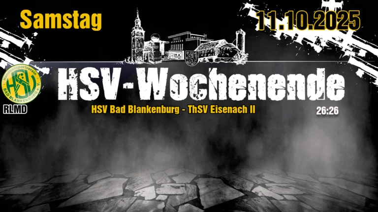 Mehr über den Artikel erfahren HSV Bad Blankenburg und ThSV Eisenach II trennen sich im Thüringen‑Derby 26:26