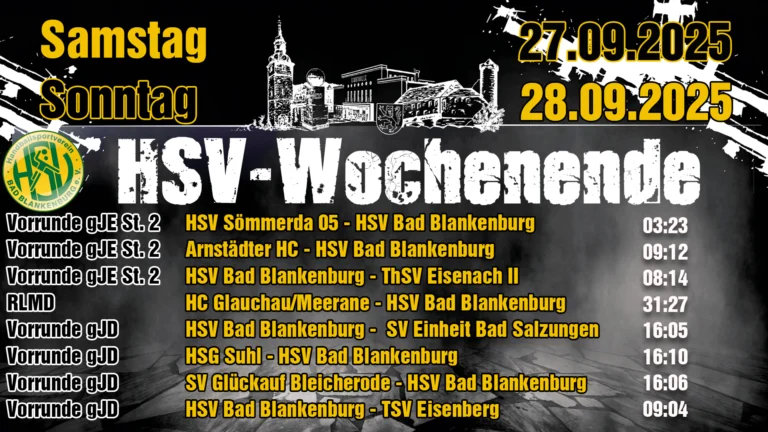 Mehr über den Artikel erfahren HSV Bad Blankenburg: Erfolgreiches Jugendwochenende – Erste Männermannschaft mit Auswärtsniederlage