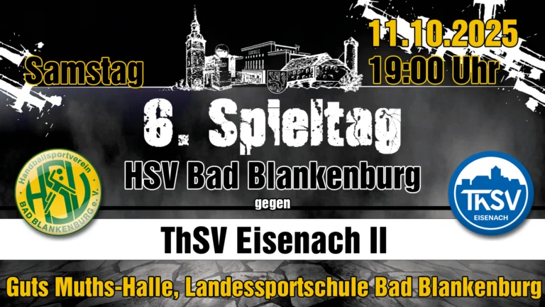 Mehr über den Artikel erfahren HSV Bad Blankenburg empfängt den ThSV Eisenach II zum Thüringen‑Derby
