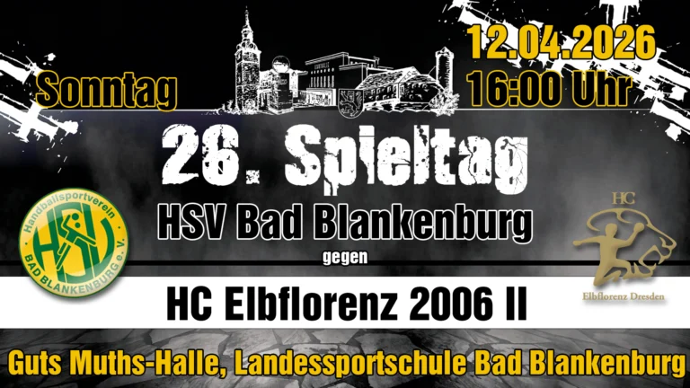 Mehr über den Artikel erfahren HSV Bad Blankenburg empfängt den Tabellenzweiten aus Dresden