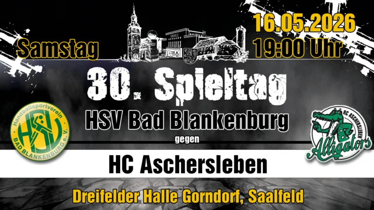 Mehr über den Artikel erfahren Saisonfinale in Saalfeld: HSV Bad Blankenburg empfängt den HC Aschersleben